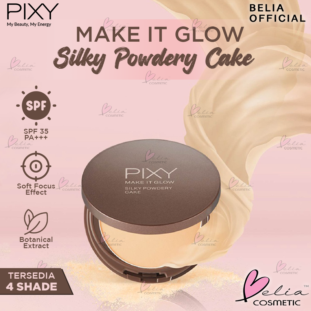 ❤ BELIA ❤ PIXY Make It Glow Silky Powdery Cake With Moisturizing Bontanical Extract Smooth Polished Powder SPF 35 &amp; PA+++ | Two Way Cake  | BPOM