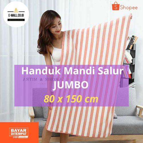 Handuk Mandi Salur Dewasa JUMBO ukuran 80x150cm bahan microfiber Serap Air Tidak Rontok/Handuk salur TERLARIS