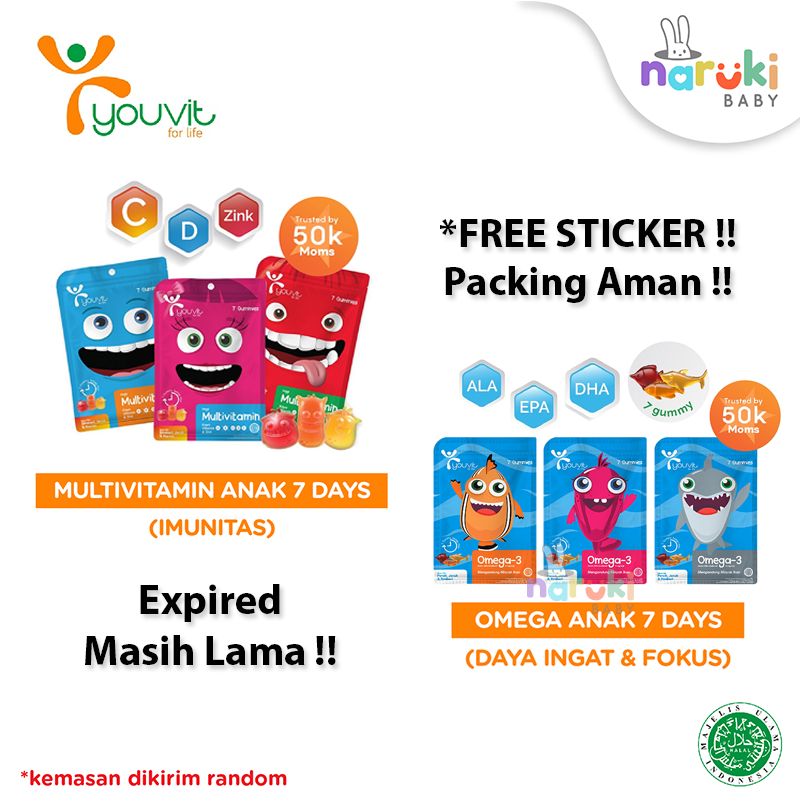 Youvit Multivitamin Anak dan Omega3 Anak isi 7 Gummies untuk 7 Hari