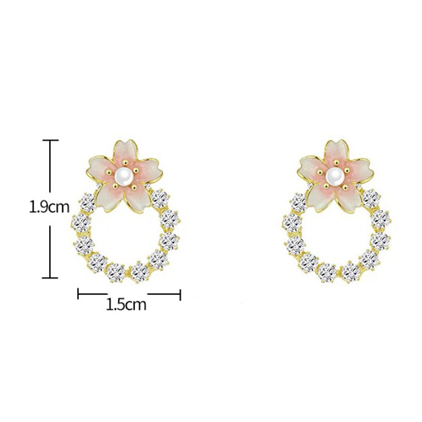 anting s925 bunga sakura pink cherry blossom earrings jan318(4E4)