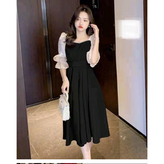 dress korea style/ 2023 baru gaya Korea leher persegi jahitan rok panjang/Pakaian korea/baju korea/dress middi korea/ baju wanita termurah/glize dress/dress korea/ korea dress//DRESS KOREA STYLE/ KOREAN DRESS/ DRESS WANITA KEKINIAN KOREA DRESS/BAJU KOREA/