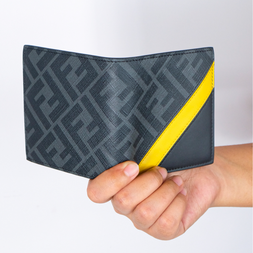 Fendi FF Logo Leather Wallet Black/Yellow
