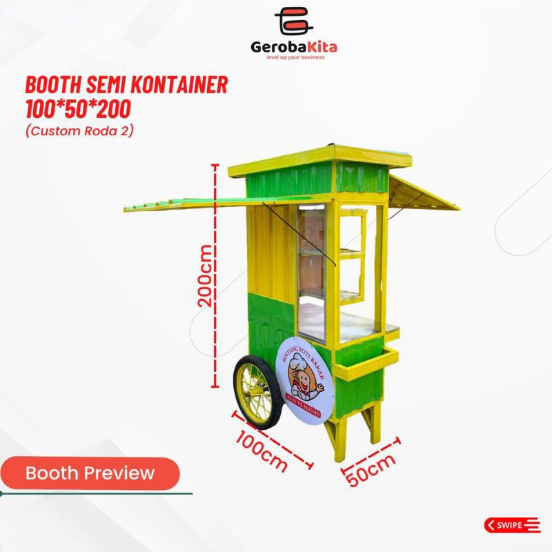 Booth Semi Kontainer Roda 2/ Gerobak Dorong Murah