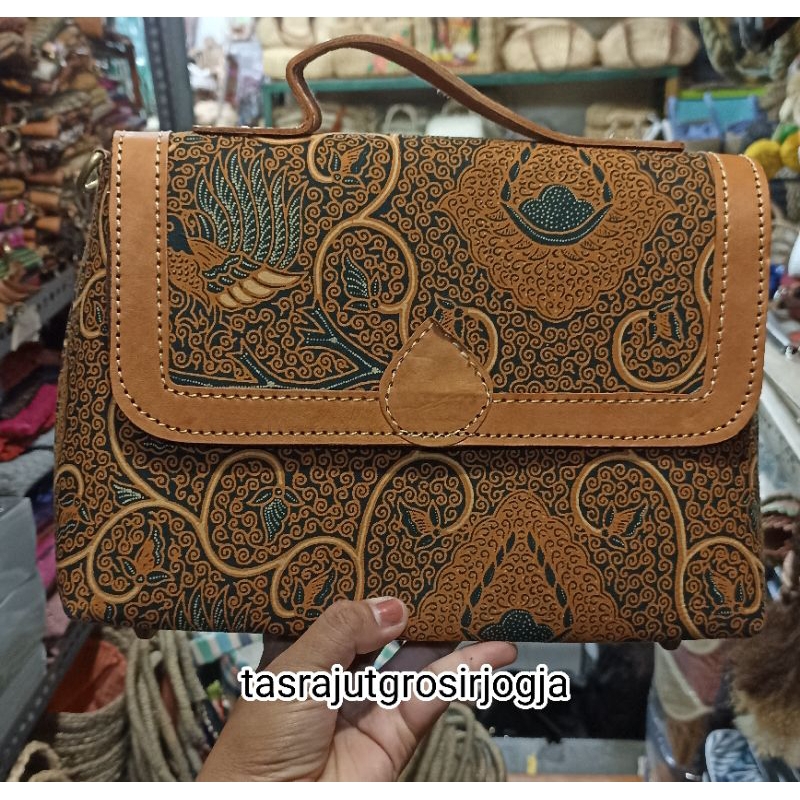 TAS JULIA BAG BATIK/ TAS BATIK KOMBINASI KULIT SAPI ASLI/TAS SELEMPANG BATIK/TAS BATIK/TAS BATIK WAN