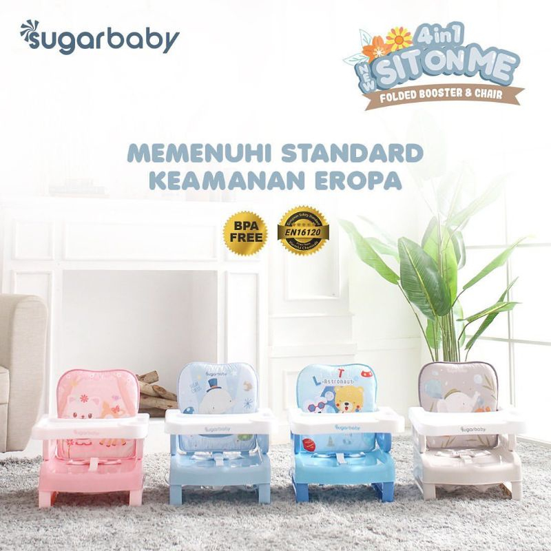 SUGAR BABY MURAH 4IN1 SIT ON ME FOLDED BOOSTER &amp; CHAIR KURSI MAKAN BAYI ANAK SUGARBABY