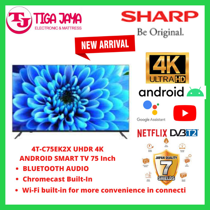 Sharp LED TV 75 Inch 75EK ANDROID TV 4T-C75EK2X SMART TV 4TC75EK2X
