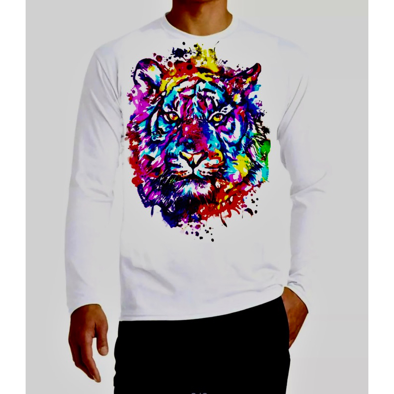 kaos macan abstrak lengan panjang
