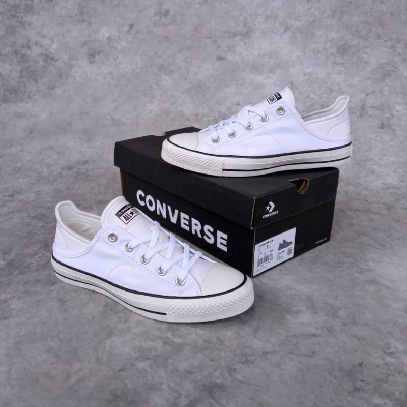 SEPATU UNYSEX CONVERSE CHUCK TAYLOR ALL STAR CRUSH HEEL OX WHITE 100% PREMIUM ORIGINAL