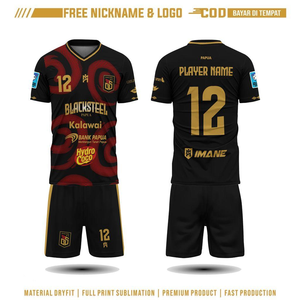 Jersey Futsal Blacksteel Manokwari Terbaru 2023 Gratis Pasang Nama & No Punggung/ Jersey Futsal Blac