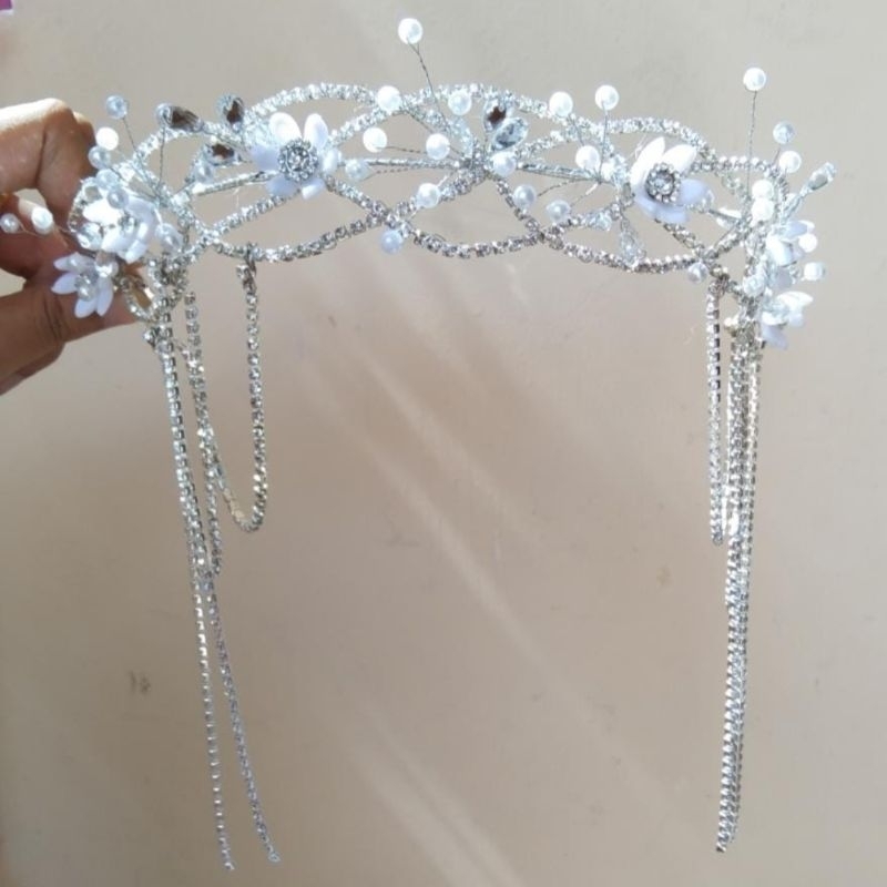 mahkota wedding/bando hiasan rambut/ hijab terlaris viral permta jutai