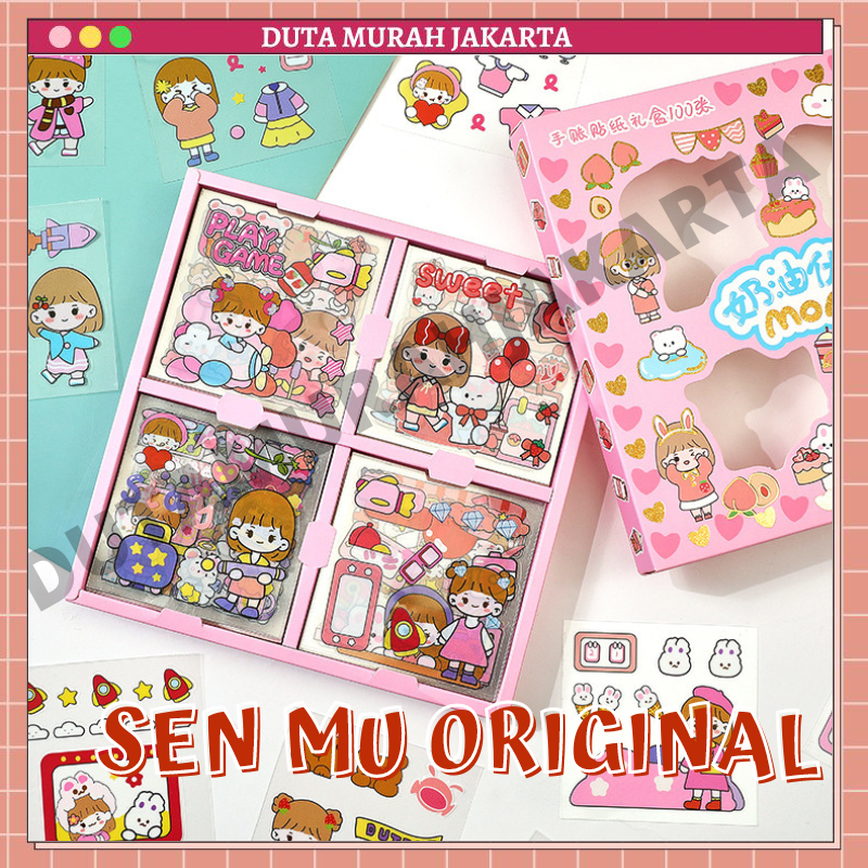 

100 Lembar Stiker Gelas/HP/Buku Motif Kartun Korea Lucu Anti Air Dekorasi Handbook Scrapbook DIY DMJ