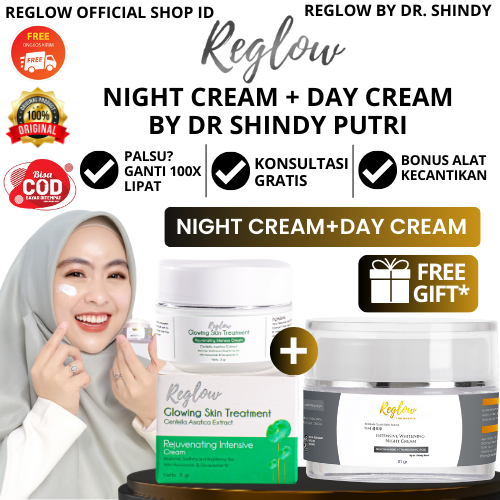 Reglow Brightening Day Cream &amp; Whitening Night Cream Skincare Dokter Shindy Krim Siang Malam Original