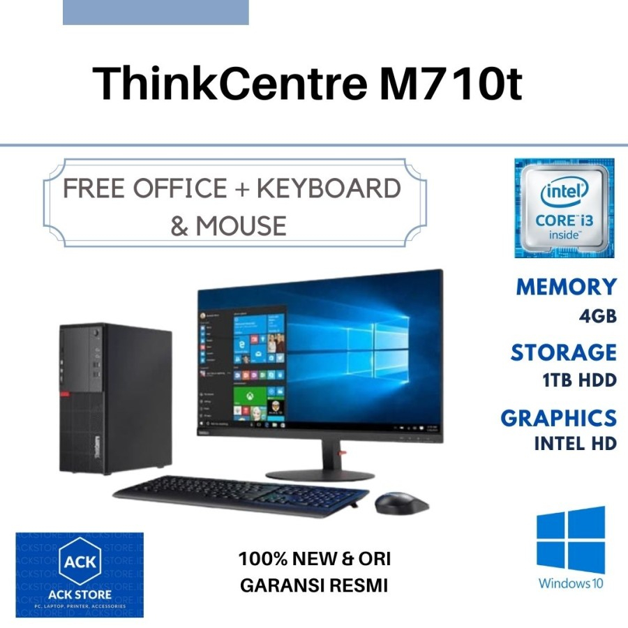 LENOVO M710T MT ThinkCentre Core i3-7100/4GB/1TB/Win10Pro+19.5