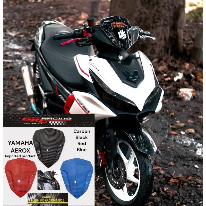 Visor yamaha aerox 155 bahan akrilik carbon celup wtp free perekat doubel tape pnp