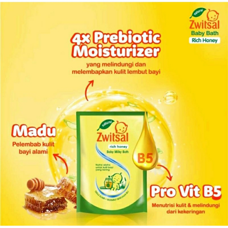 Zwitsal Baby Bath Milk Rich Honey Refill 250ml