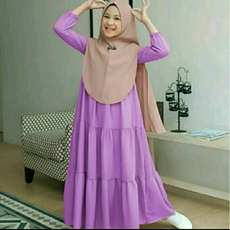 midi dress muslim anak perempuan tanggung