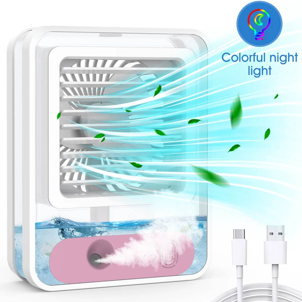 Kipas Angin AC Mini Portable LED Fan Humidifier Air Cooler Recharging - AC Portable Air Cooler AC Mini Super Dingin - YS Shop