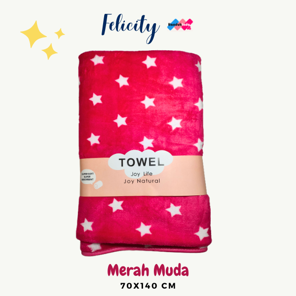 Handuk Mandi Bulu Lembut Motif Bintang Microfiber 70x140 Dewasa Super Lembut Serap Air Murah