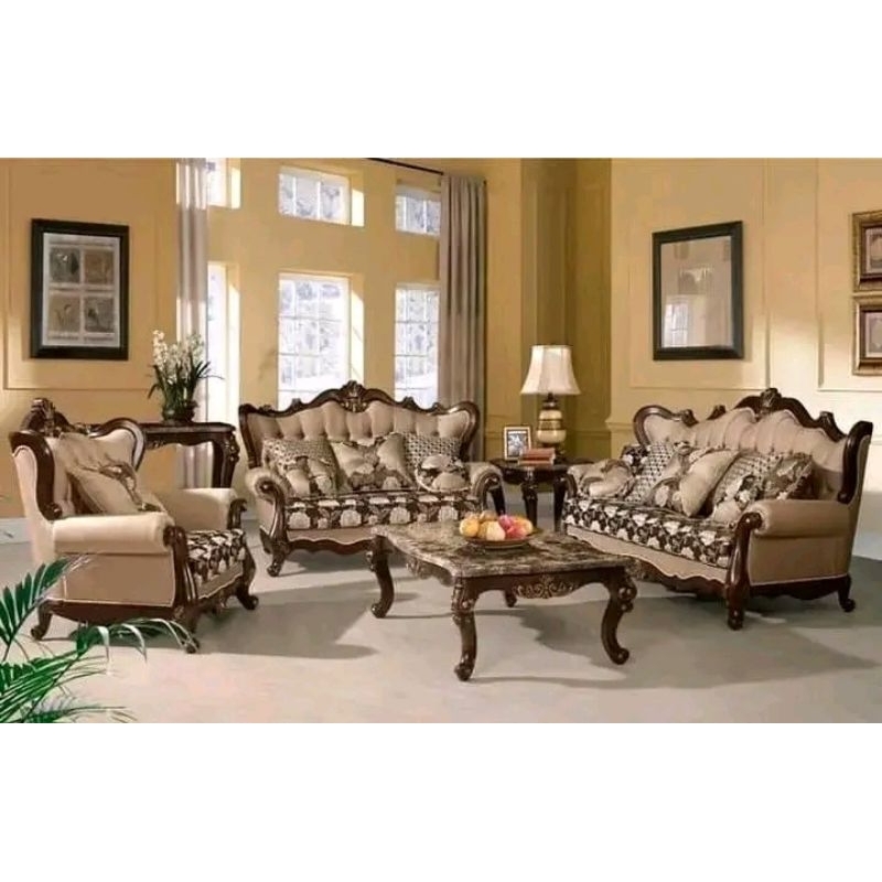 kursi tamu sofa ukir elegan modern mewah kayu jati meja furniture mebel