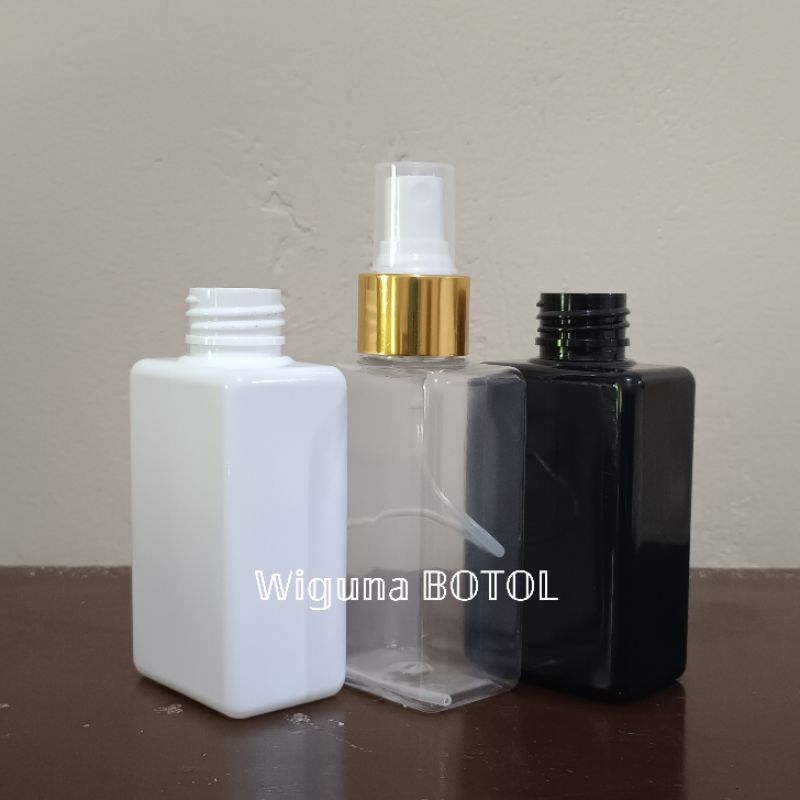 Botol Spray 100ml kotak Halpcap / Botol Pet 100ml kotak Spray Ring alumunium Halpcap