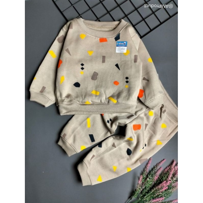 set sweater bayi fleece 3-12 bulan motif shape