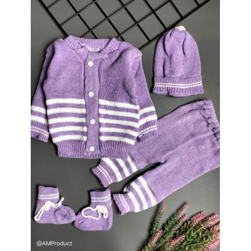 set jaket rajut bayi boss 0-1 bulan