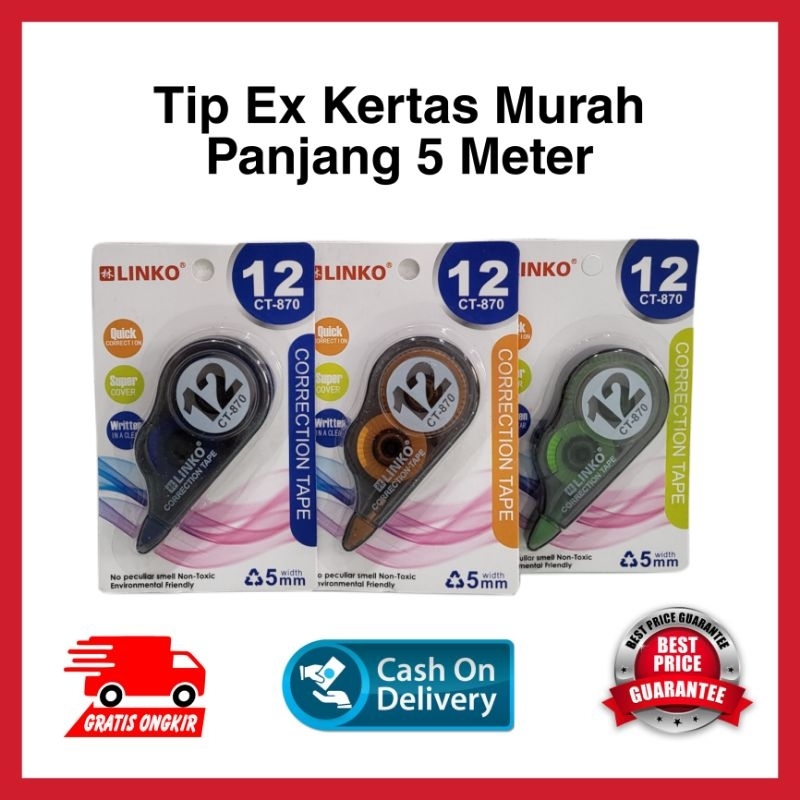 

TIPEX MURAH 5 METER / CORRECTION TAPE 5 METER / TIP EX KERTAS 5 METER