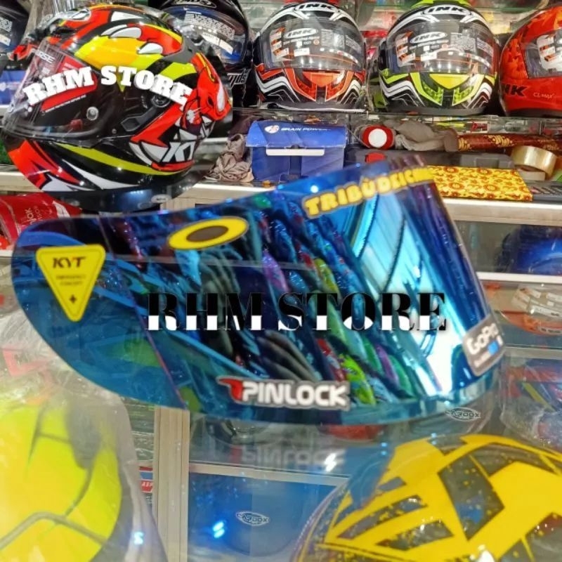 (COD) Paket Kaca Helm  /Visor Flat helm Iridium Red revo Silver Gold Blue Green Rainbow Hitam Bening + Stiker KYT-7 KYT R10 KYT K2R KYT MDS Viktory Termurah