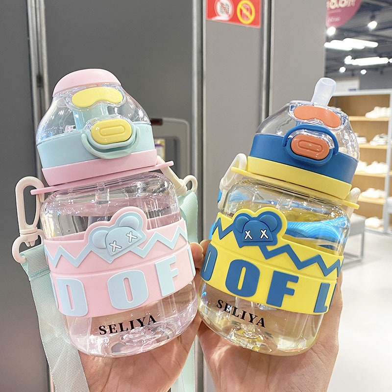 Botol Minum Anak Botol Minum Tali Panjang + Sedotan Kapasitas 600ml 2682 BPA FREE