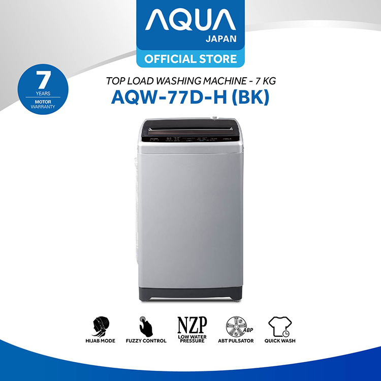 Mesin Cuci AQUA 1 Tabung Top Loading 7Kg AQW-77D-H (BK)