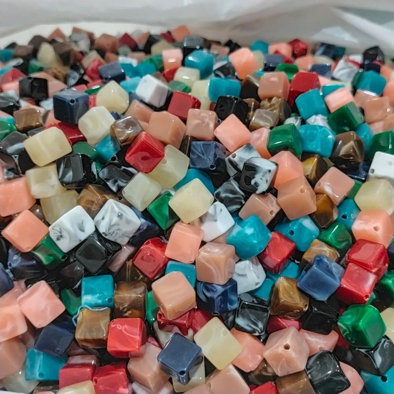 [1 Pon (450 Gram)] Manik Marmer Bulat / Manik Marmer Kotak / Manik Marmer Bentuk / Manik Motif Marmer / Mote Marmer