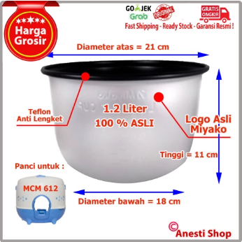 Inner Pot Magic Com Rice Cooker Miyako 1.2 Liter -MCM-612 -100% ORI terlaris murah kualitas bagus