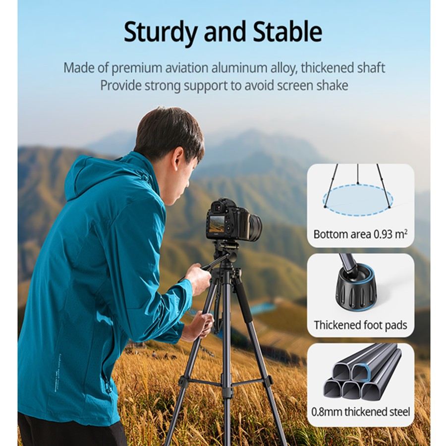 UGREEN Professional Stand Tripod Camera HP Phone Holder Monopod Portable Kamera Dslr Mirrorless Dan Smartphone 15187