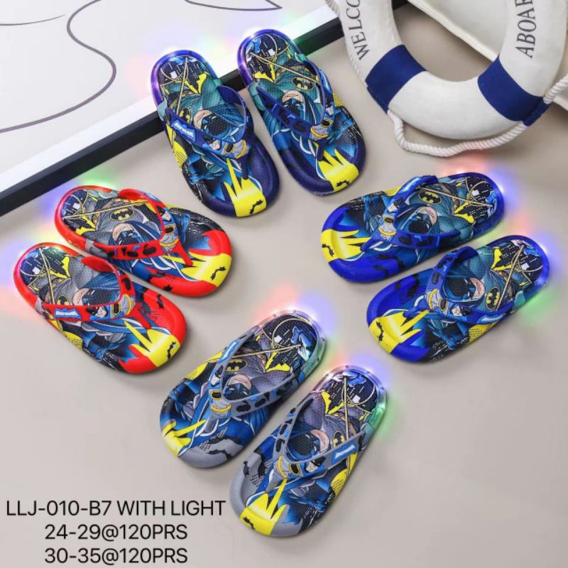 Sandal Jepit Lampu Led Karakter Superhero Batman 010