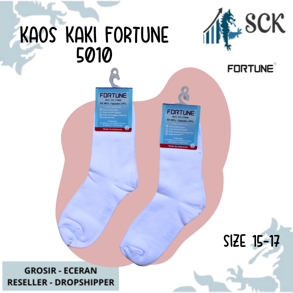 Kaos Kaki Sekolah Panjang FORTUNE 5010 P 15-17/ Kaus Kaki TK SD 5010 P - sckmenwear GROSIR