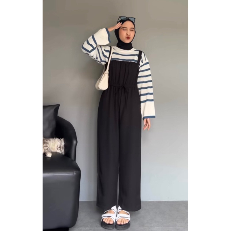 HELENA JUMSUIT - Cirebon Cloth / Korean Long Jumpsuit Pakaian Wanita Tanpa lengan