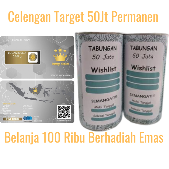 Celengan Target 50 juta Celengan Wishlist Jumbo Celengan Permanen