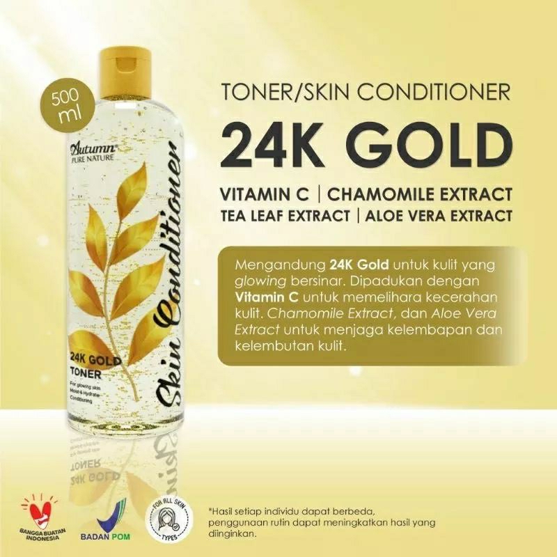 AUTUMN Skin Conditioner Hotomugi / Centella Asiatica / 24K Gold 500 ml - Toner Wajah Dan Badan