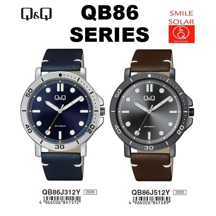 Jam Tangan Pria Casual Business Kulit Leather Analog Original Q&amp;Q QnQ QQ Q416 QB86 Series