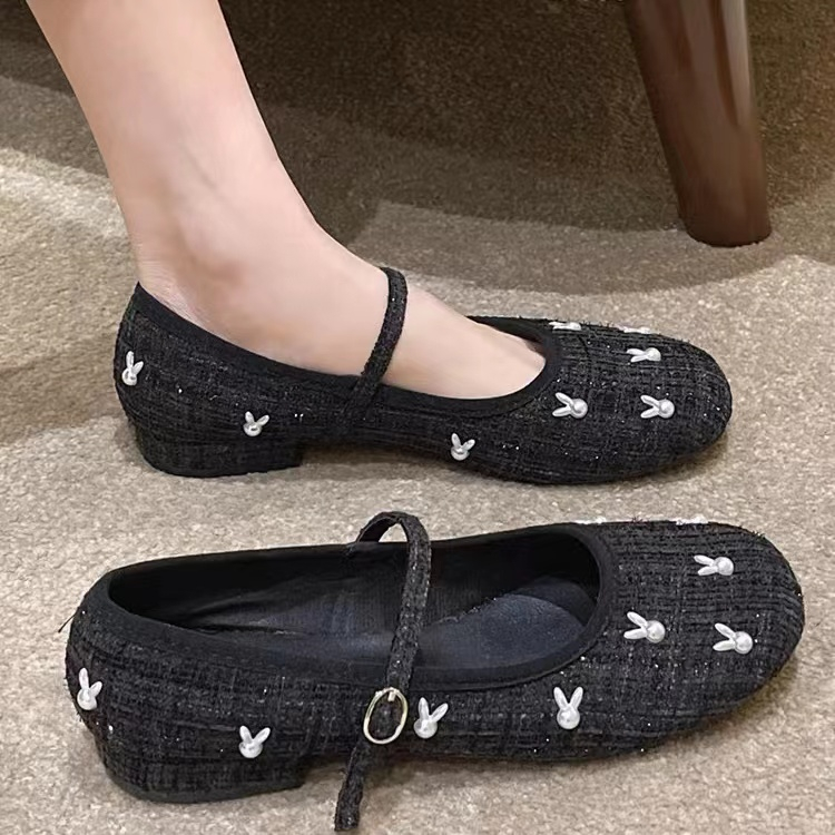 Rabbit Knit Flat Shoes Elastic Sepatu Knit Wanita 5423 (35 - 40)