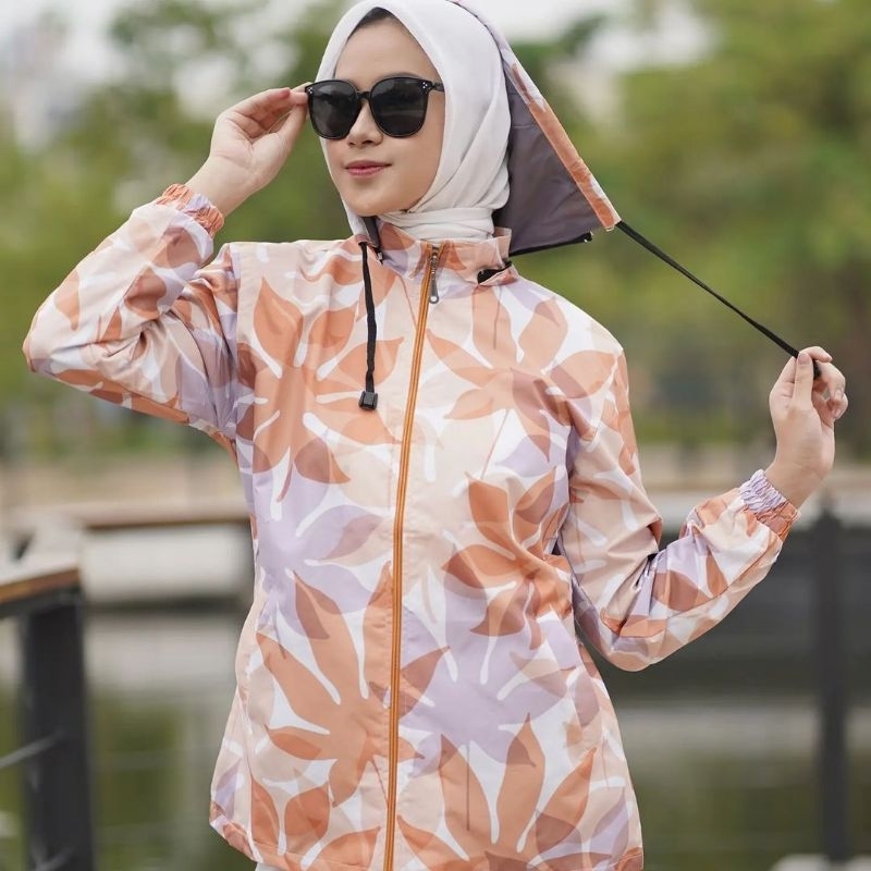 Zhafiraoutfit Jaket Tunik Full Printing Reina Waterproof Anti Angin Anti Air