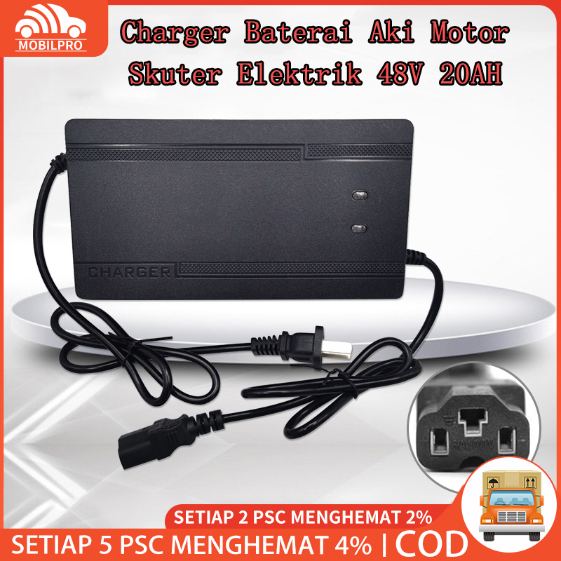 Charger Baterai Aki Motor Elektrik Berkualitas 48V 20AH / Cas Aki Motor / Cas Aki Motor Portable / Cas Praktis Aki Motor / Charger Sepeda Listrik Scooter Elektrik 48V 20AH / Charger Baterai Aki Motor Skuter Elektrik 48V 20AH