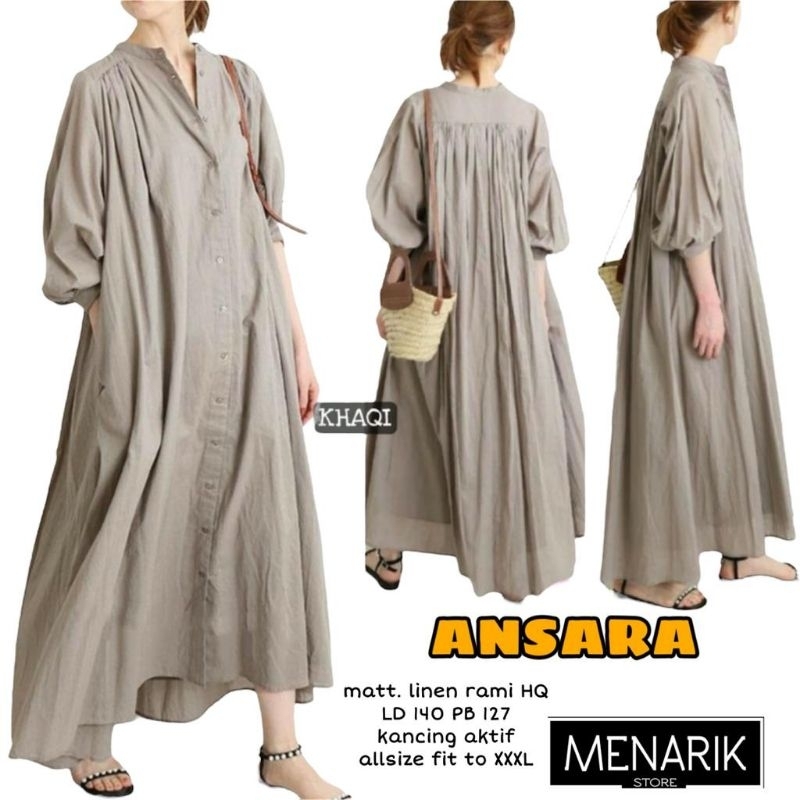 Dress maxy Jumbo terbaru lengan panjang xxl xxxl big size kasual Busui Ansara by Menarik