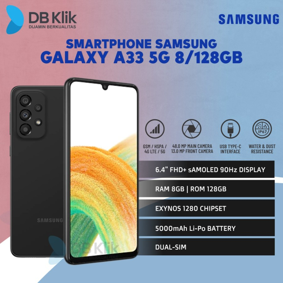 Handphone SAMSUNG GALAXY A33 5G 8/128GB - A33 8GB 128GB Garansi Resmi