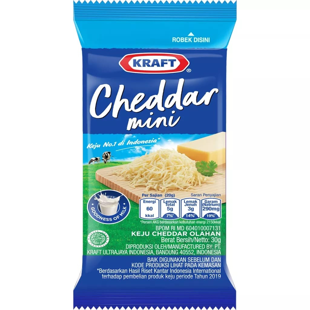 

KRAFT KEJU CHEDDAR MINI 30 GRAM BABY MPASI