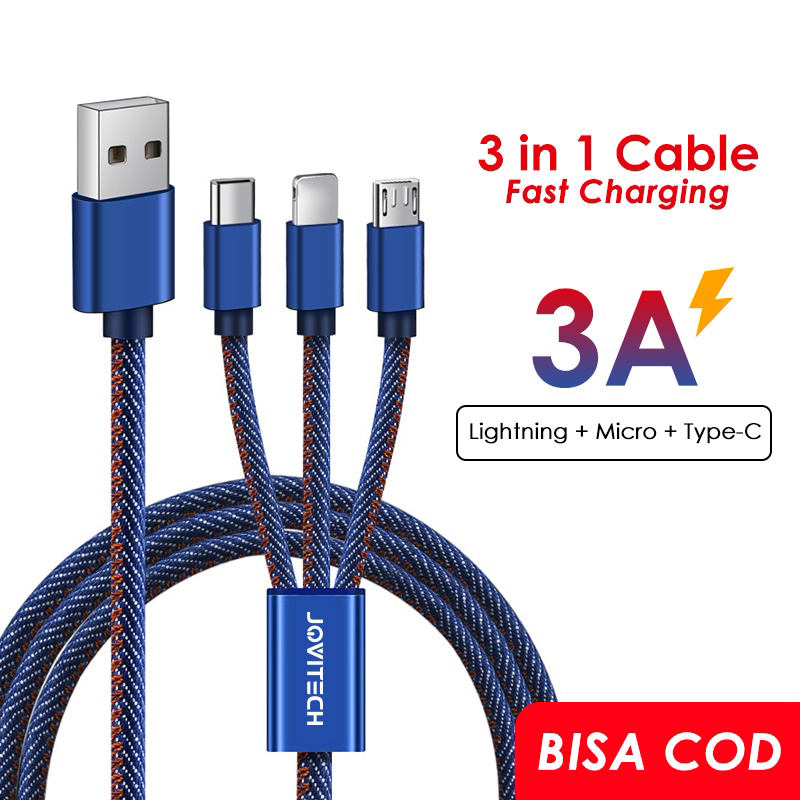 AFS Kabel Data 5A 3 In 1 Super Fast Charge Cable Data 3In1 MIcro USB Type-C Lighting 1.2m Data Line - C21