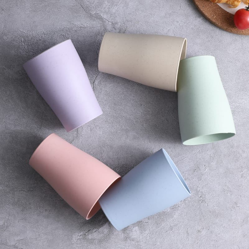 Set 4pcs Gelas Serat Gandum / Gelas Wheat Straw / Cangkir Tahan Jatuh BPA FREE