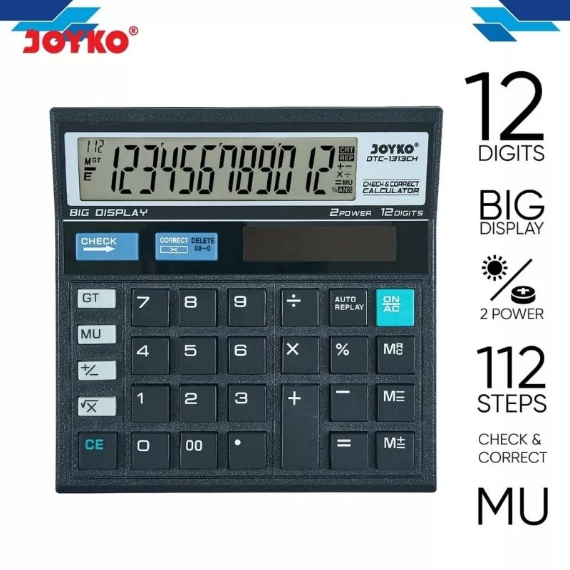 

KALKULATOR JOYKO DTC-1313CH ORI / KALKULATOR 12 DIGITS CHECK CORRECT