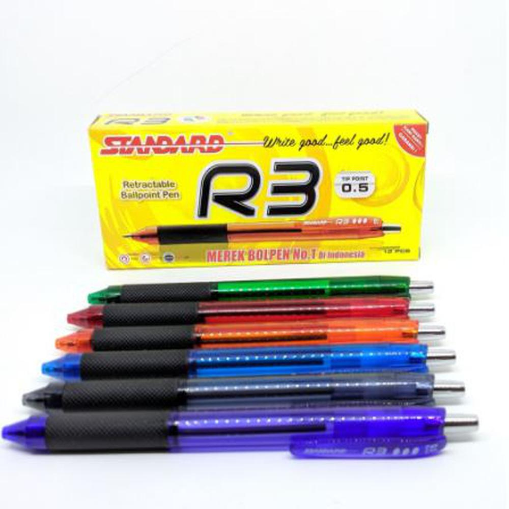 

1 Pack ( 12 pcs ) Pulpen Standard R3 Retractable Bolpen Cetek Pulpen Cetrek