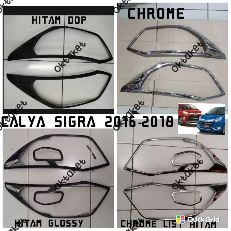 garnish lampu depan calya 2016 2017 2018 hitam dop hitam glossy chrome